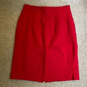 Red Wool Savannah Pencil Skirt